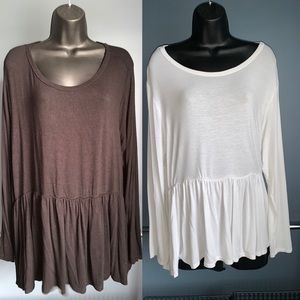 (2) Long Sleeve Baby Doll Tops